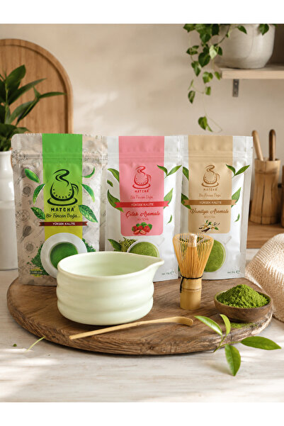 Karadeniz Matcha مجموعة شاي الماتشا مع خفاقة من الخيزران ووعاء الماتشا وملعقة...