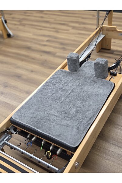 ESSENDO GRİ KAYDIRMAZ PİLATES REFORMER HAVLU + OMUZLUK SETİ '%100 ORGANİK'
