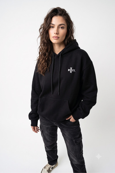 Trendyup Hanorac unisex cu glugă și print 3D pe spate, căptușit și moale în i...