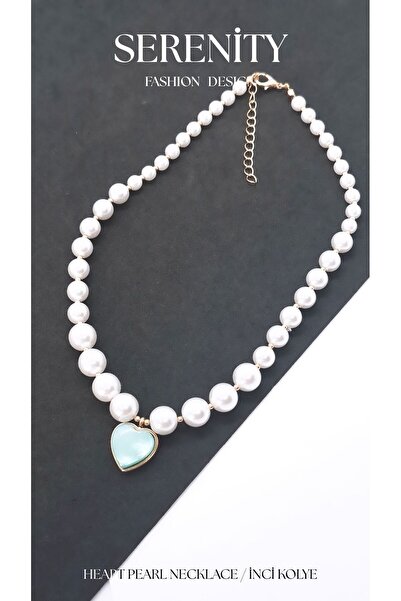 Serenity Heart Opal Stone Lacquer Coated Pearl Necklace