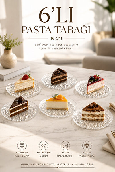 Porsima Venice Cake Plate Upright Plate - 6-Piece Glass Presentation Plate Ca...