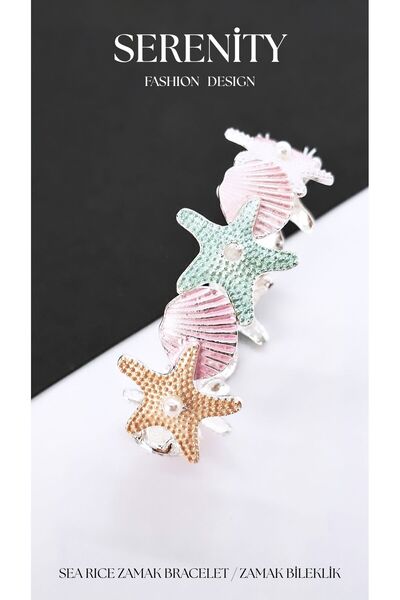 Serenity Brass Plated Zamak Bracelet with Starfish Oyster Figure