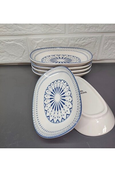 Güral Porcelain Digital 6 Pcs 15 cm (Small) Boat, Jam Bowl, Cake Plate