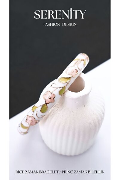 Serenity Colorful Satin Enameled Floral Brass Plated Zamak Bracelet