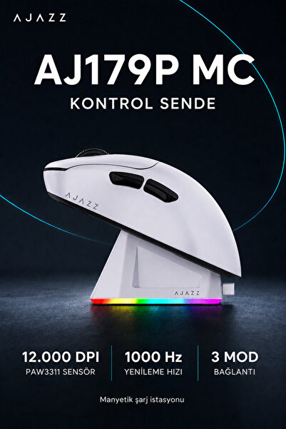 Ajazz AJ179P MC 3 Modlu 1000Hz 12.000 Dpı Manyetik Şarj Istasyonlu Paw3311 Op...
