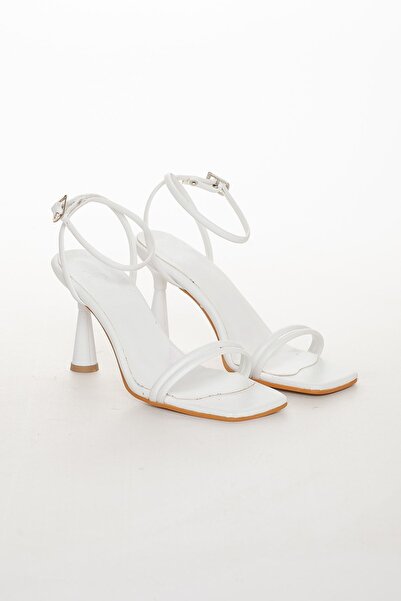 Mitto Women's White Summer Heeled Shoes Thin Heels.. 8 cm Heel