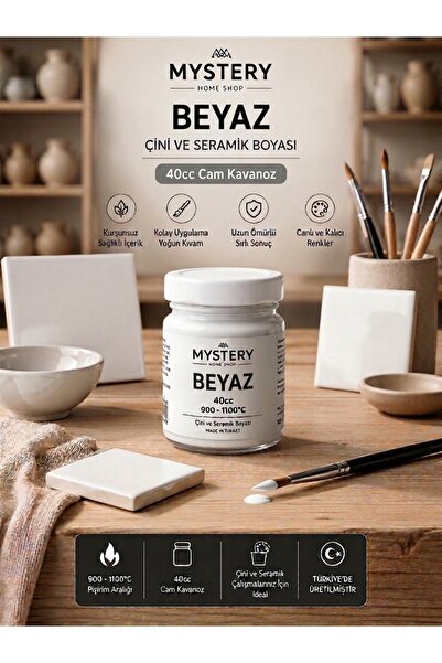 Beyaz Renk 40cc Çini-Seramik Boyası 900-1100°