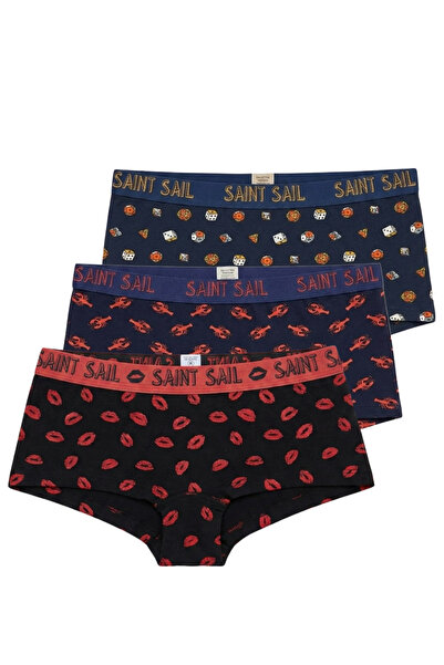 Saint Sail Cotton Lycra Flexible Fabric Printed Couple Boyshort Set of 3 Wome...