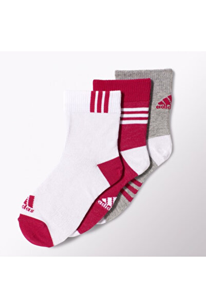 adidas M67640 Lk Ankle 3Pp Kids Sports Socks White Pink
