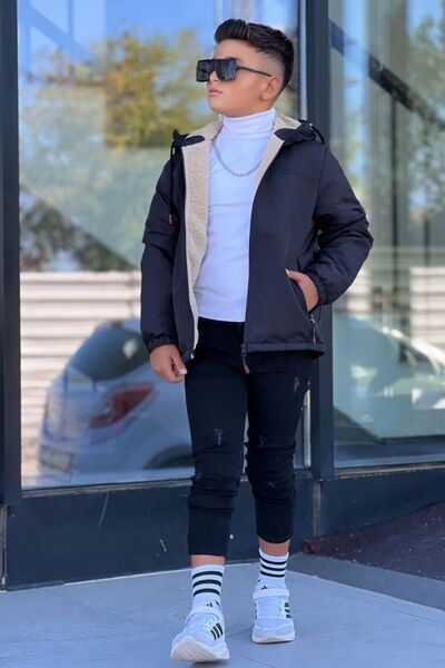 Zaziko Kids Boy's Hooded Fur Oversize Winter Coat Km4050