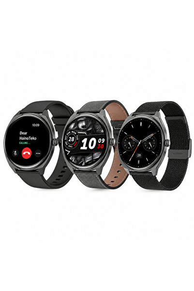 haino teko germany HainoTeko-16 Amoled Ekran Waterproof 3 Kordonlu Akıllı Saa...