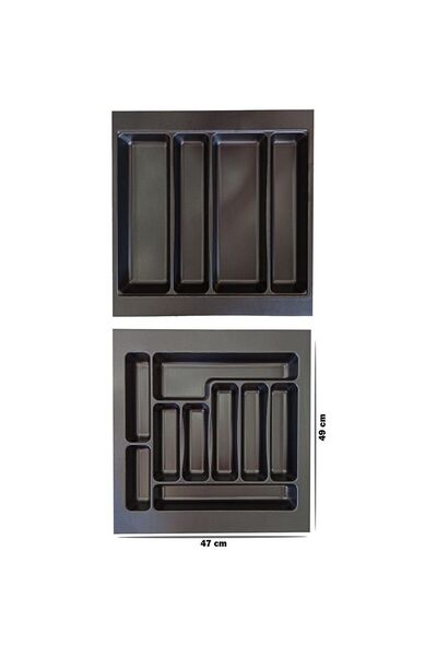 GörSeç 2li Set 47x49 Cm Düzenleyici 47 Cm Siyah Kepçelik & 47 Cm Siyah Kaşıkl...