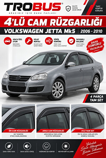 TROBUS Volkswagen Jetta 2007 Mügen Cam Rüzgarlığı 4'lü