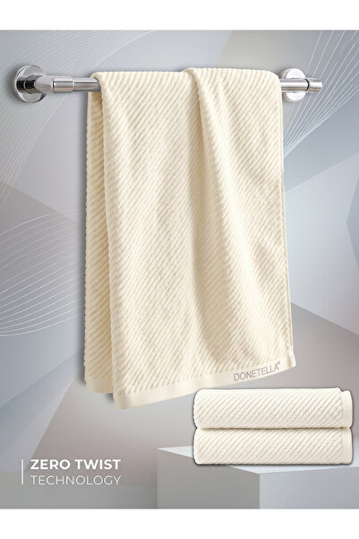 Donetella 100% Cotton Zero Twist Bath Towel - 2 Pcs | Woven Logo | 70x140 cm ...