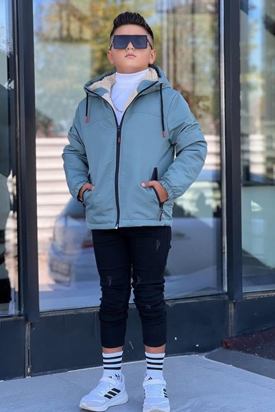 Zaziko Kids Boy's Hooded Fur Oversize Winter Coat Km4050