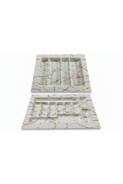 GörSeç 2li Set 55x49 Çekmece içi Düzenleyici 55 Cm Beyaz Gold Detay Kepçelik ...