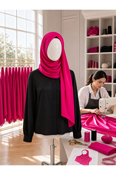 Muslima Wear Fuşya Fransız Şifon Kumaş Şal