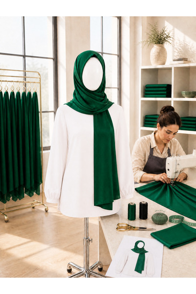 Muslima Wear Muslima Zümrüt Yeşili Fransız Şifon Kumaş Şal