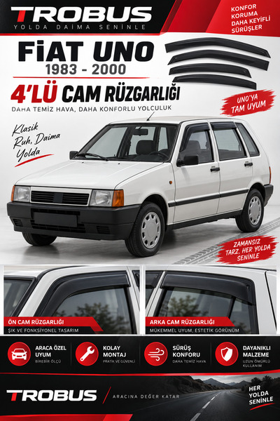 TROBUS Fiat Uno 70S 60S .e 70S / 60S 1983-2000 Mügen Cam Rüzgarlığı 4'lü