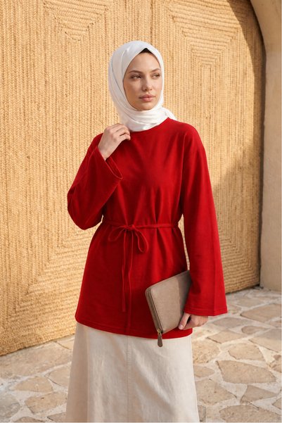 bellura Yuvarlak Yaka Bağlamalı Penye Tunik