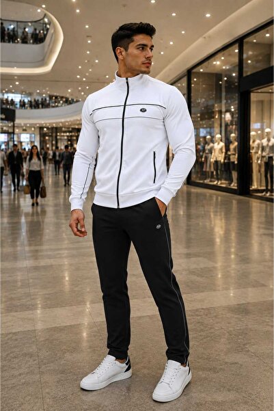 Genel Markalar Erkek Büyük Beden Eşofman Takımı 2XL-5XL Siyah Dalgıç Kumaş