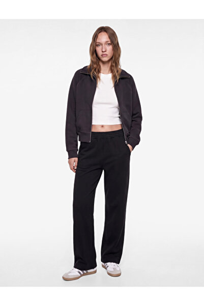 Koton Cotton Long Sleeve Slim Fit Zippered Sweatshirt with Pocket Detail