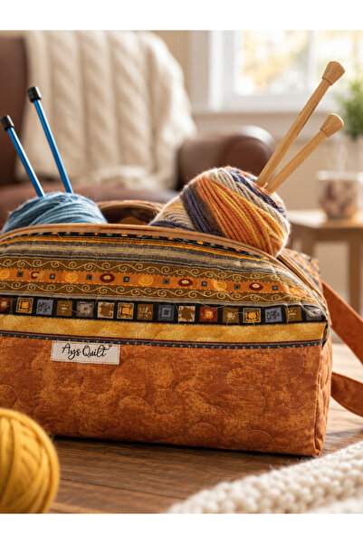 Ays Quilt Büyük Boy Örgü Çantası - Dikiş Taşıma Çantası ve Organizer