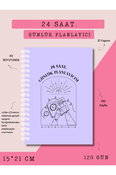 Else Craft Noktalı 24 Saat. Günlük Planlayıcı A5 - Lila - No:2