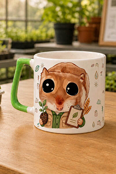 Kırtasiye Ofisi Sad Üzgün Hamster Ziraat Mühendisi Baskılı Yeşil Kulplu Prime...