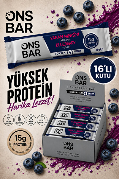 Yaban Mersini Aromalı Yüksek Protein Bar 45g x 16 adet