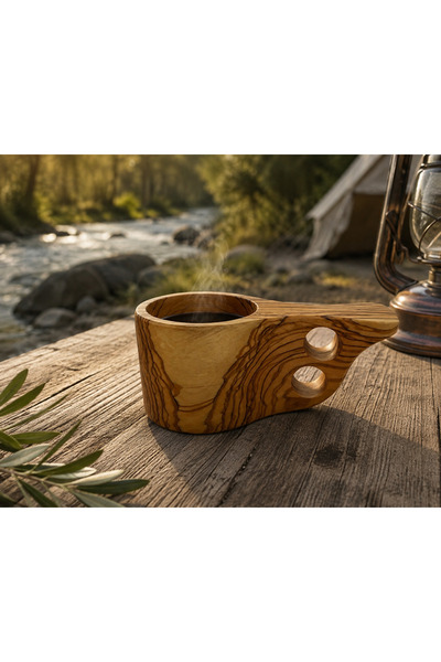 HG WoodArt Zeytin Ağacı El Yapımı Kuksa Bardak – Doğal Ahşap Kamp ve Outdoor ...