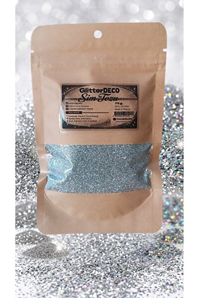 CANERLER Glitter Gümüş Mikro Toz Sim 75gr Sim Tozu Boya Dekorasyon Nail Art M...