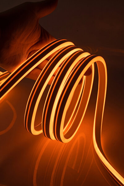 Ema Dükkan 10 Metre Turuncu 220 Volt Neon Led Tak Çalıştır Esnek Şerit Neon L...