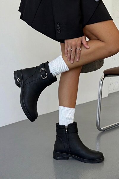 DefHeel'e Γυναικείες μπότες Nubuck με λεπτομέρεια αγκράφας και φερμουάρ R15D104