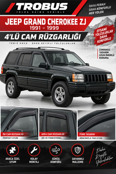 TROBUS Jeep Grand Cherokee ZJ 1991-1999 Mügen Cam Rüzgarlığı 4'lü