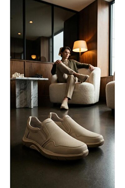 Msport 256072 beige genuine leather daily shoes