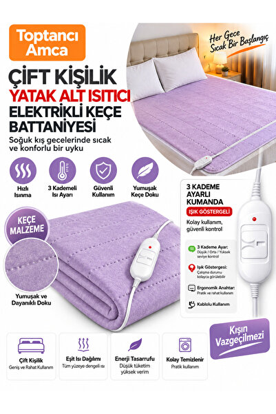 Toptancı Amca Pătură electrică dublă 120x160 cm – Suprafață din pâslă, cu reg...