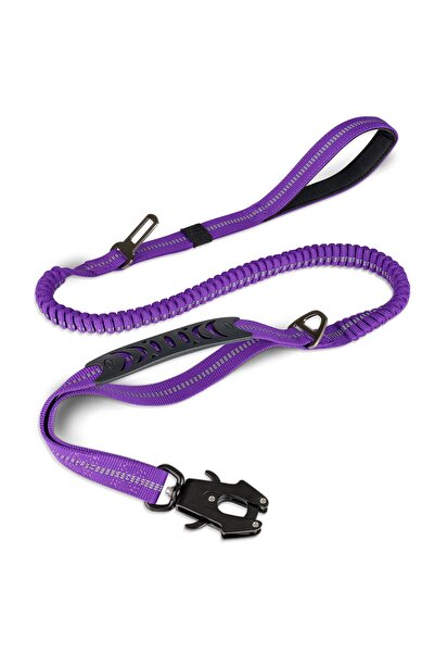 choice2 PURPLE Reflective Shock Absorbing Dog Leashes with Car Seatbelt for L...