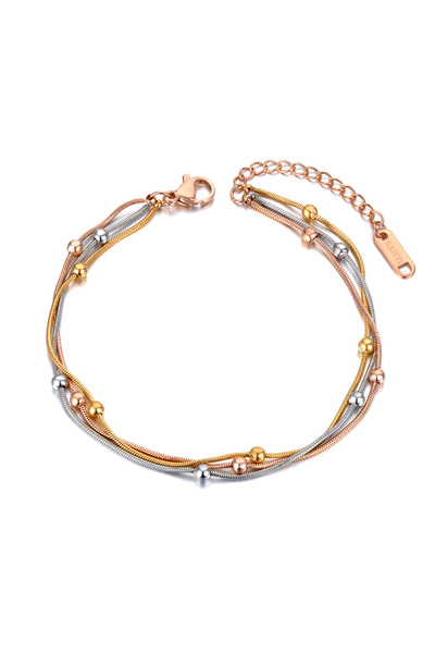 Choice B21082 Lokaer Titanium Stainless Steel Three Gold Color Bracelet Fashi...