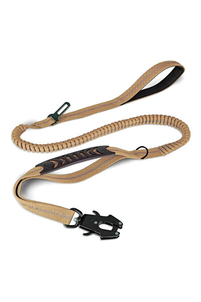 Choice6 Dark Khaki Reflective Shock Absorbing Dog Leashes with Car Seatbelt f...