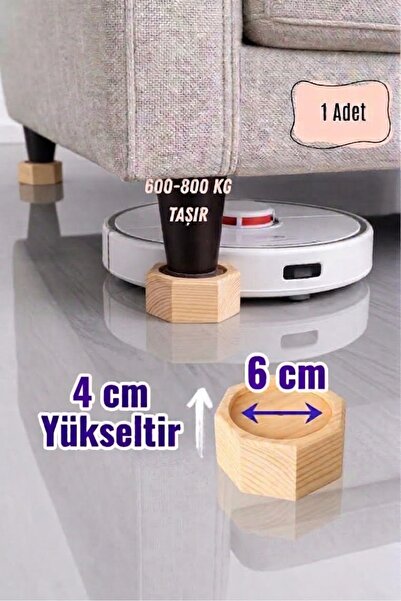 iDekor Robot Süpürge İçin Ahşap Baza ve Koltuk Yükseltici – 4 cm Yükseltir – ...