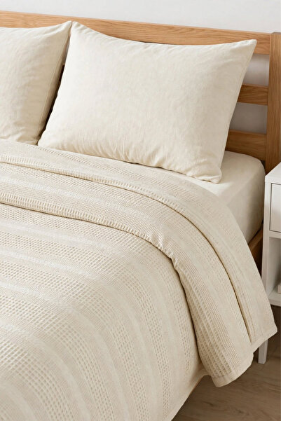 evdehome 100% Cotton Dual Double Pique Set |   200X230 Pique + 160X200 Elastic Sheet + 2 Pillowcases