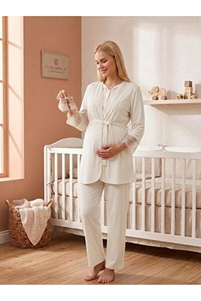 Generic Women's Maternity Pajama Set 2-Piece Nursing Sleepwear Long Sleeve To...