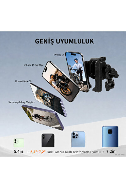 MECHRIG 9-16 mm BORU ÇAPI UYUMLU MOTOSİKLET DİKİZ AYNASI TELEFON TUTUCU