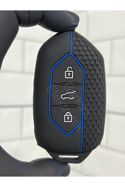BARKAS ELEKTRONİK T10X Compatible 3-Button Key Protection Case with Honeycomb Pattern and Blue Stripes