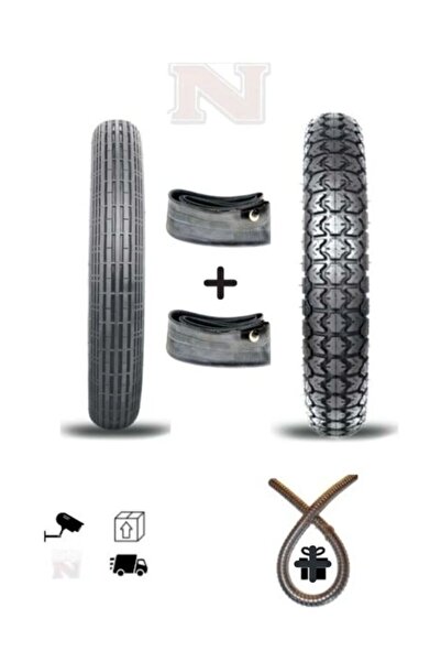 Servis CG 18-18 iç dış Kalın Lastik Seti Ön 2.50x18 Çizgili-Arka 2.75x18 Dişl...