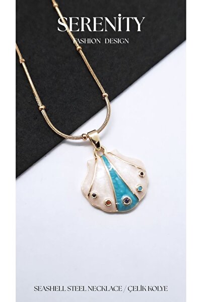 Serenity Zircon Stone Pearlescent Oyster Figure Steel Necklace