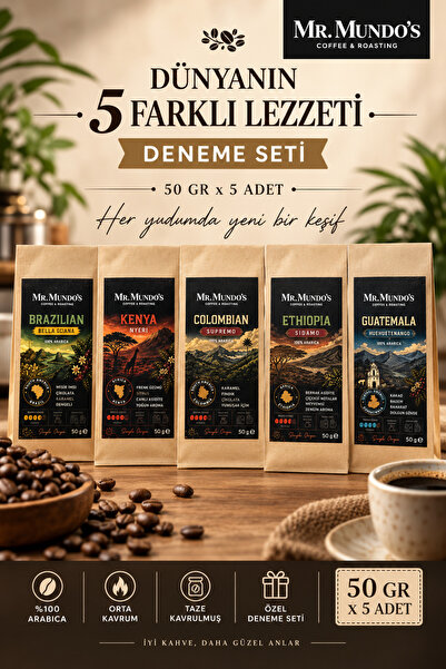 Mr. Mundo's 5’li Dünya Kahveleri Deneme Seti – 5 Farklı Single Origin Kahve –...