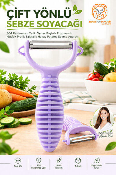 Transformacion 13,5 cm Ergonomik Sebze Soyacağı – Renkli Tasarım, Paslanmaz B...