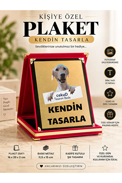 cekud tasarım baskı Kişiye Özel Tasarım Plaket - Fotoğraf ve Yazı Baskılı Ken...